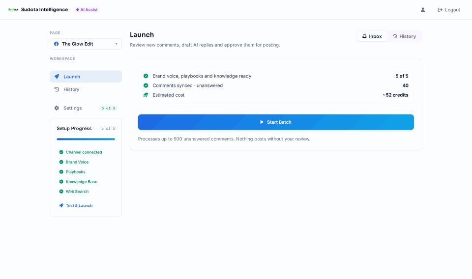 Step 7 walkthrough: starting a batch, reviewing drafts, and approving selected replies